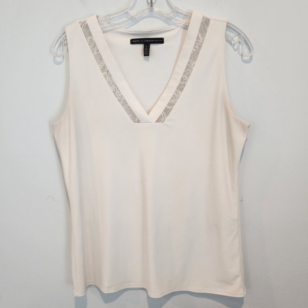 WHBM V-Neck Top with Lace Inset, Size S, Like New